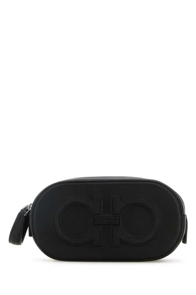 Ferragamo Black Leather Handbag In Nero
