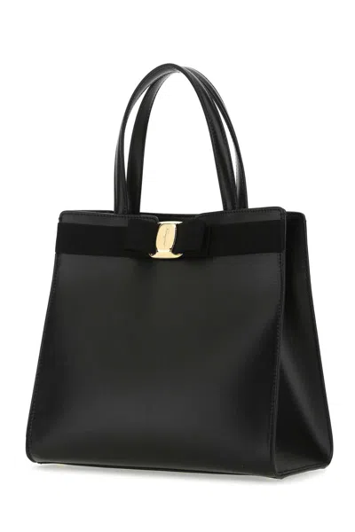 Ferragamo Black Leather Handbag In Nero