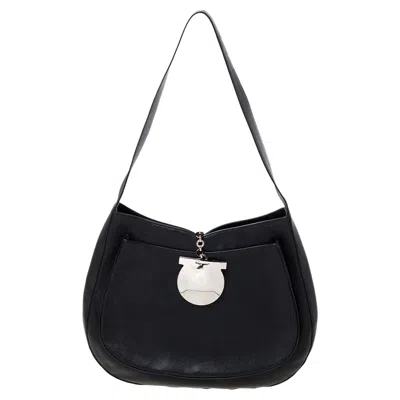 Ferragamo Black Leather Hobo