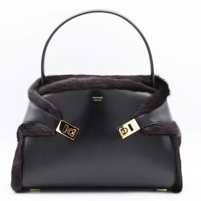 FERRAGAMO BLACK LEATHER HUG S SHOULDER BAG