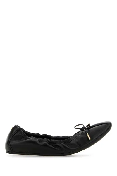 FERRAGAMO BLACK LEATHER JOELLE BALLERINAS