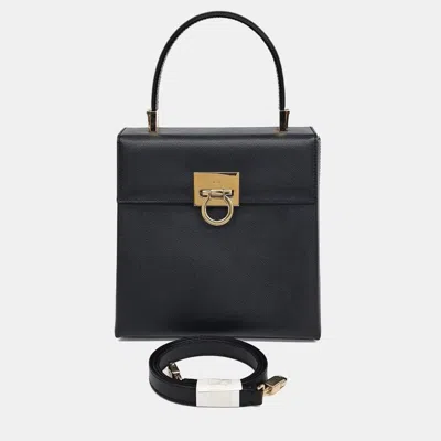 Pre-owned Ferragamo Black Leather Kelly Bag Small