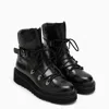 Ferragamo Black Leather Lace-up Boot