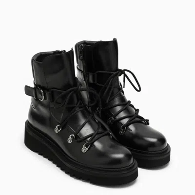 Ferragamo Black Leather Lace-up Boot