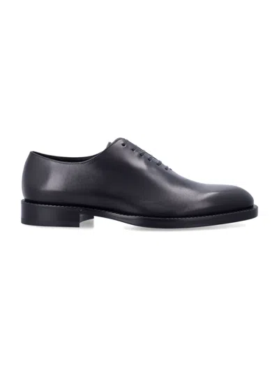 Ferragamo Leather Oxford Shoes In Blue