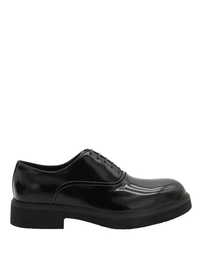 Ferragamo Almond-toe Lace-up Derby Shoes In Black