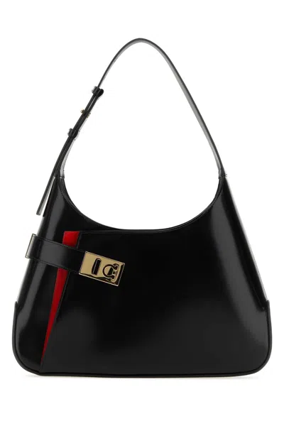 Ferragamo Black Leather Large Arch Shoulder Bag