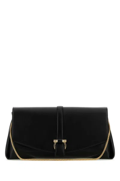 FERRAGAMO BLACK LEATHER LARGE CROSSBODY BAG