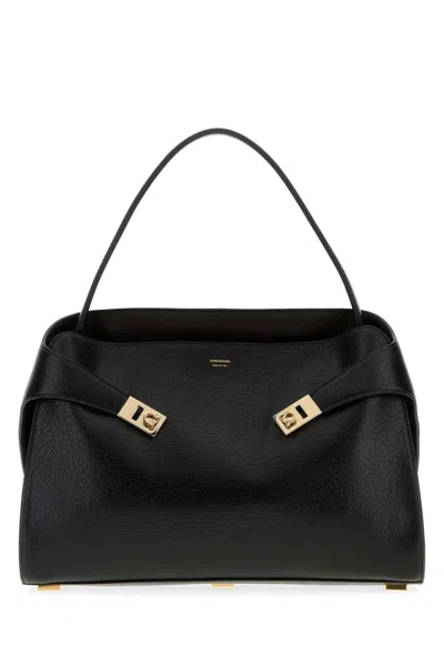 Ferragamo Black Leather Large Hug Soft Shoulder Bag