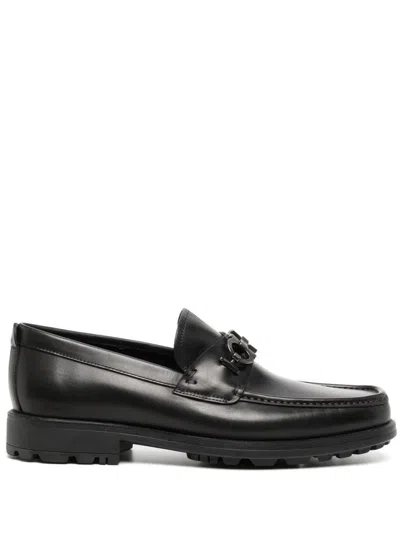 FERRAGAMO BLACK LEATHER LOAFER