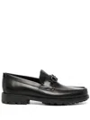 Ferragamo Leather David Loafer With Gancini Hook For Men In Black