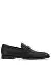 Ferragamo Black Gancini Plaque Leather Loafers - Men's - Calfskin/goat Skin/rubber In Black