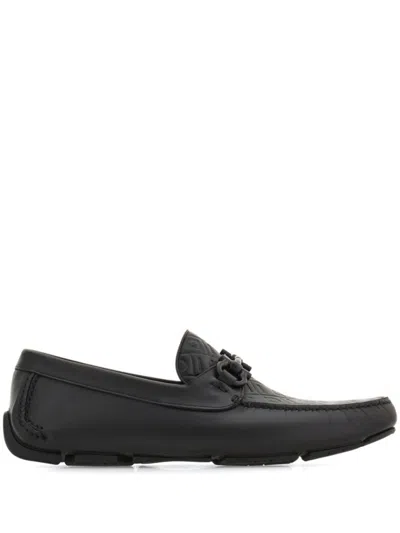 FERRAGAMO BLACK LEATHER LOAFERS