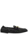 Ferragamo Gancini Leather Loafers With Round Toe In Black