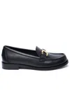 Ferragamo Leather Loafer With Iconic Gancini Detail In Black