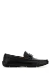Ferragamo Black Loafers With Ganicini Plaque On The Front In Leather Man In Black