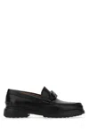 Ferragamo Black Leather Loafers In Black