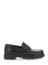 Ferragamo Gancini-plaque Leather Loafers In Black