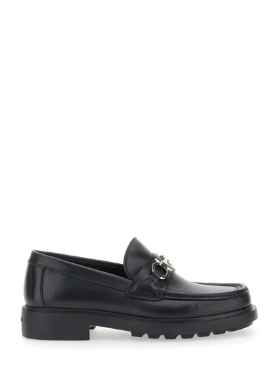 Ferragamo Black Leather Loafers