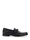 Ferragamo Alain Gancini Calf Leather Loafers In Black