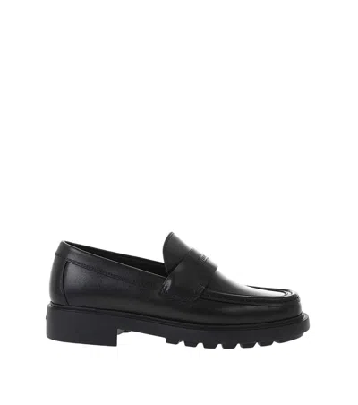Ferragamo Logo-embossed Leather Loafers In Black