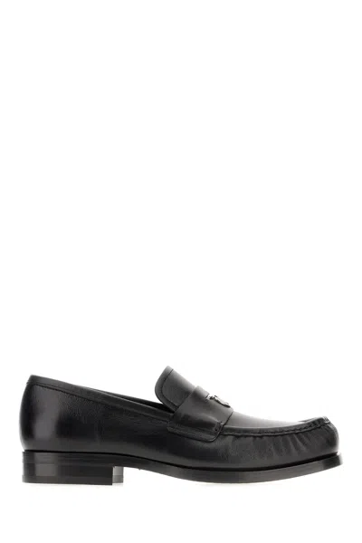 Ferragamo Black Leather Loafers