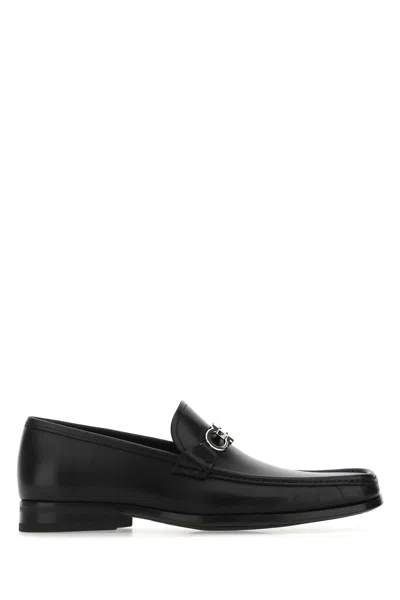 Ferragamo Grandioso2 Leather Loafers With Gancini Buckle In Black