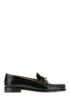 Ferragamo Patented Leather Loafers In Nero Biscotto Nero