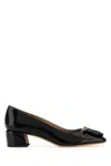 Ferragamo Black Leather Mara Pumps