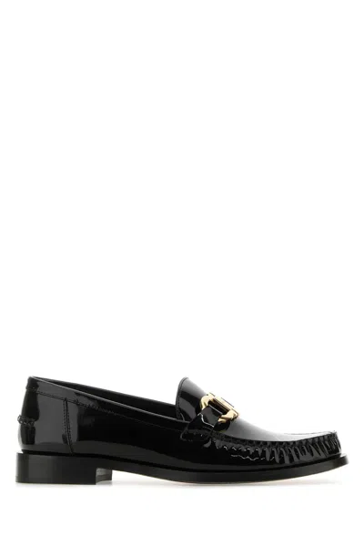 FERRAGAMO BLACK LEATHER MARYAN LOAFERS