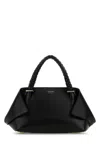 Ferragamo Structured Handbag With Braided Handle And Folded Accents In Black