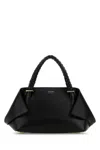 Ferragamo Structured Handbag With Braided Handle And Folded Accents In Black