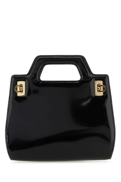 Ferragamo Black Leather Mini Wanda Handbag