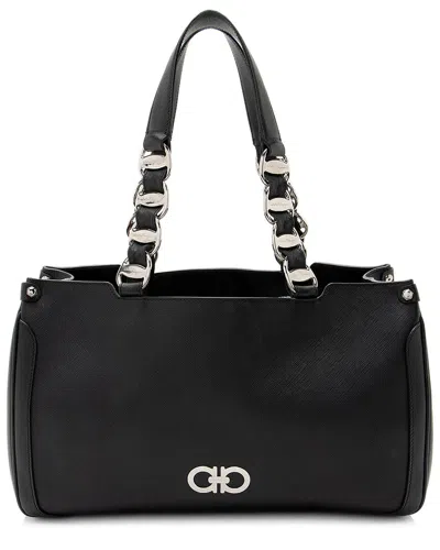 Pre-owned Ferragamo Black Leather Nicoletta Tote (authentic Pre-loved)