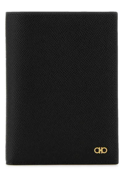 Ferragamo Black Leather Passport Holder