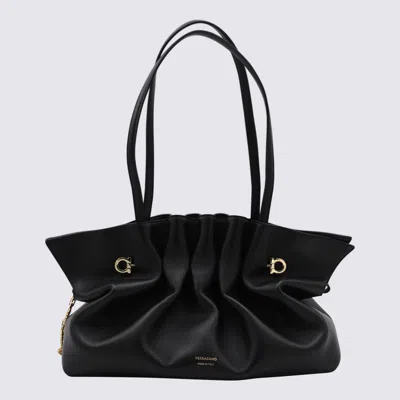 Ferragamo Black Leather Piercing Top Handle Bag