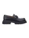Ferragamo Chunky Sole Loafers With Metal Buckle Detail In Black