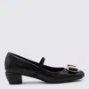 Ferragamo Lace Up High Heel Round Toe Bow In Black