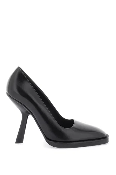Ferragamo Black Leather Pumps With Shaped Heel For Women