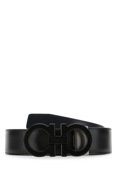 Ferragamo Black Leather Reversibile Belt