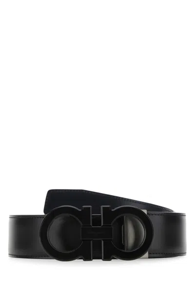 FERRAGAMO FERRAGAMO BLACK LEATHER REVERSIBILE BELT