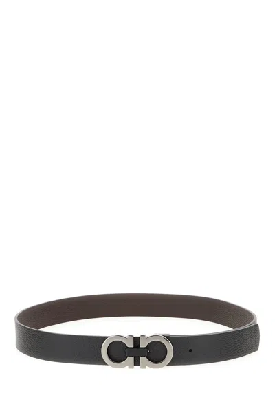 Ferragamo Black Leather Reversible Belt In 002