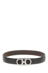 Ferragamo Leather Belt With Gancini Buckle In Black