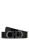Ferragamo Reversible Leather Belt Adjustable Length Embossed Pattern