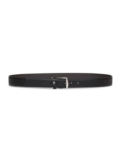 FERRAGAMO BLACK LEATHER REVERSIBLE BELT