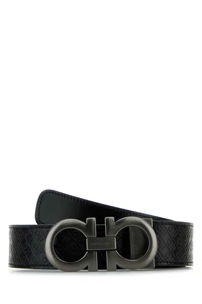 FERRAGAMO BLACK LEATHER REVERSIBLE BELT