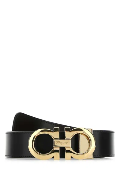 Ferragamo Black Leather Reversible Belt