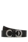 Ferragamo Black Leather Reversible Belt
