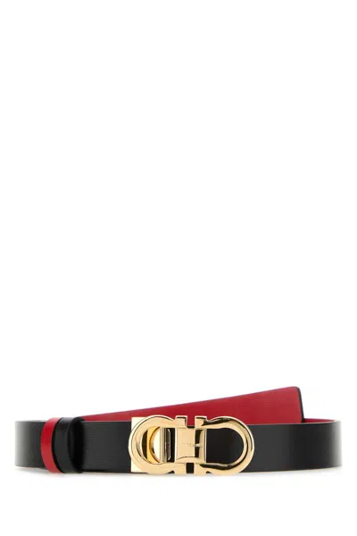 Ferragamo Gancini Reversible Leather Belt In Black