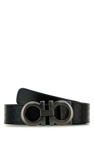 FERRAGAMO FERRAGAMO BLACK LEATHER REVERSIBLE BELT
